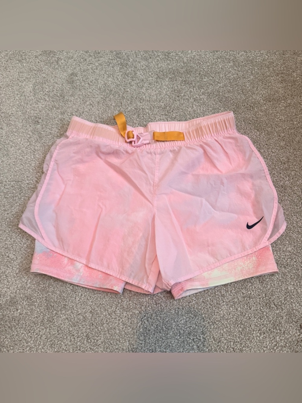Nike Dri-Fit Tempo Shorts 2 in 1 Layered Belted Pink Lightweight Girls XL